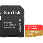 SanDisk Extreme microSDXC 128GB + SD Adapter + 1 year RescuePRO Deluxe up to 190MB/s & 90MB/s Read/Write speeds A2 C10 V30 UHS-I U3
