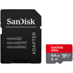 Карта памет SanDisk Ultra microSDXC 64GB + SD Adapter 140MB/s  A1 Class 10 UHS-I, EAN: 619659200541