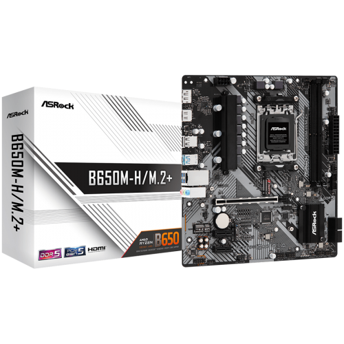 Дънна платка ASROCK B650M-H M.2PLUS AM5 Socket, 2x DDR5 5200, PCIe 4.0 x16, 3x M.2 socket, 4x SATA 6GB, 12x USB, 7.1 Audio, 2.5GB LAN, mATX Дънна платка ASROCK B650M-H M.2PLUS AM5 Socket, 2x DDR5 5200, PCIe 4.0 x16, 3x M.2 socket, 4x SATA 6GB, 12x USB, 7.1 Audio, 2.5GB LAN, mATX