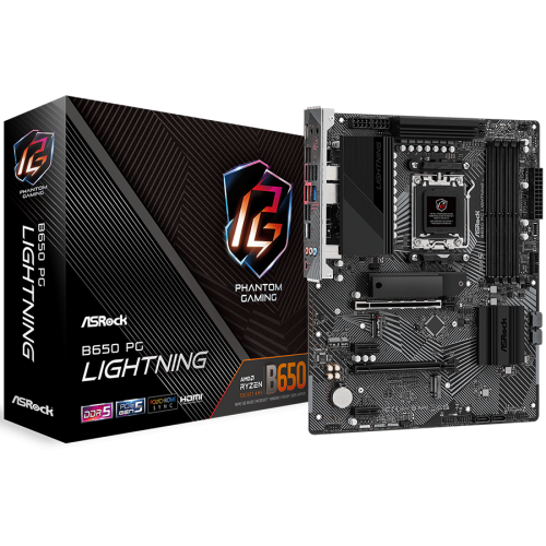 Дънна платка ASROCK B650 PG Lightning, AM5, 4x DDR5, 1x PCIe 4.0 x16, 2x PCIe 4.0 x1, 3x M.2, 4x SATA3 6.0 Gb/s, 7.1 CH HD Audio, 1x HDMI, 9x USB 3.2, 2x USB-C Дънна платка ASROCK B650 PG Lightning, AM5, 4x DDR5, 1x PCIe 4.0 x16, 2x PCIe 4.0 x1, 3x M.2, 4x SATA3 6.0 Gb/s, 7.1 CH HD Audio, 1x HDMI, 9x USB 3.2, 2x USB-C
