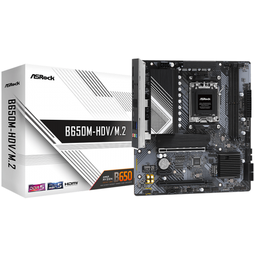 Дънна платка ASROCK B650M-HDV/M2, AM5, 2x DDR5, 2x PCIe 4.0 x16, 3x M.2, 4x SATA3 6.0 Gb/s, 1x HDMI, 1x DisplayPort, 1x USB-C Дънна платка ASROCK B650M-HDV/M2, AM5, 2x DDR5, 2x PCIe 4.0 x16, 3x M.2, 4x SATA3 6.0 Gb/s, 1x HDMI, 1x DisplayPort, 1x USB-C