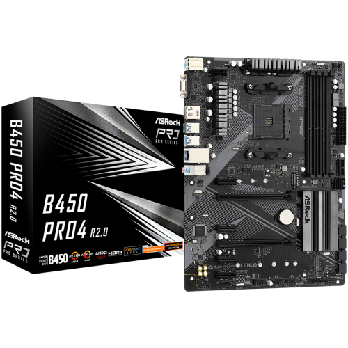 Дънна платка ASROCK B450 PRO4, AM4, 4xDDR4, HDMI/DP/D-Sub, 2 PCIe 3.0 x16, 4 PCIe 2.0 x1, 2xM.2, 6 SATA3, 1x USB-C, 2xUSB 2.0, 5x USB 3.2 Дънна платка ASROCK B450 PRO4, AM4, 4xDDR4, HDMI/DP/D-Sub, 2 PCIe 3.0 x16, 4 PCIe 2.0 x1, 2xM.2, 6 SATA3, 1x USB-C, 2xUSB 2.0, 5x USB 3.2