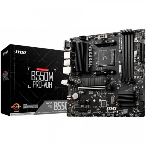 Дънна платка MSI B550M PRO-VDH,m-ATX,Socket AM4,AMD B550 Chipset,4 DIMMs,Dual Channel DDR4 up to 4400+(OC)MHz