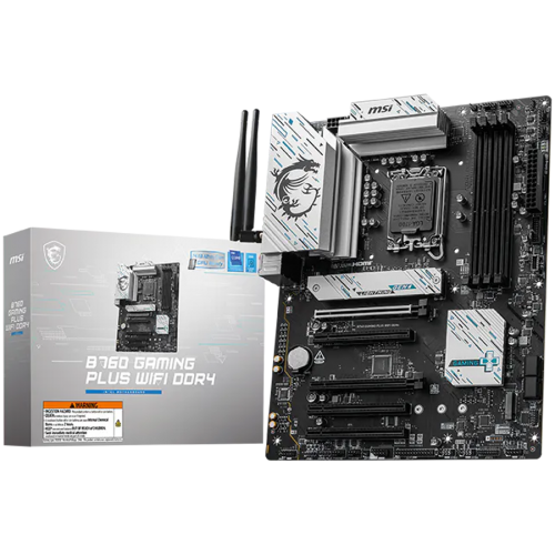 MSI B760 GAMING PLUS WIFI DDR4, LGA 1700, 4xDDR4, ATX, Dual Channel DDR4 5333(OC)MHz, 5x PCIe x16 slots, 2x M.2 slots, 1x HDMI, 1x DP, 2x USB 3.2 Gen 2, 1x USB 3.2 Gen 2 Type-C, 4x USB 2.0, 7.1 HD Audio, 2.5Gbps LAN, WI-Fi 6E, BT, 3Y MSI B760 GAMING PLUS WIFI DDR4, LGA 1700, 4xDDR4, ATX, Dual Channel DDR4 5333(OC)MHz, 5x PCIe x16 slots, 2x M.2 slots, 1x HDMI, 1x DP, 2x USB 3.2 Gen 2, 1x USB 3.2 Gen 2 Type-C, 4x USB 2.0, 7.1 HD Audio, 2.5Gbps LAN, WI-Fi 6E, BT, 3Y