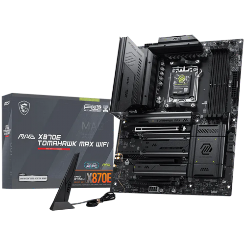 MSI MAG X870E TOMAHAWK MAX WIFI, ATX, Socket AM5, 4x DDR5 Dual Channel DDR5 up to 8400(OC)MHz, 3x PCIe 3.0 x16 slot, 4x M.2 slot, 4x USB 2.0, 3x USB 5Gbps, 2x USB 10Gbps, 1x 10Gbps Type-C, 2x 40Gbps Type-C, HDMI, 7.1 HD Audio, 5G LAN, WiFI 7, BT, 3Y MSI MAG X870E TOMAHAWK MAX WIFI, ATX, Socket AM5, 4x DDR5 Dual Channel DDR5 up to 8400(OC)MHz, 3x PCIe 3.0 x16 slot, 4x M.2 slot, 4x USB 2.0, 3x USB 5Gbps, 2x USB 10Gbps, 1x 10Gbps Type-C, 2x 40Gbps Type-C, HDMI, 7.1 HD Audio, 5G LAN, WiFI 7, BT, 3Y