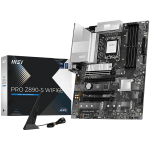 MSI PRO Z890-S WIFI6E, LGA 1851, Dual Channel DDR5 up to 8800(OC)MHz, 4x PCIe x16 slots, 3x M.2 slot, 6x USB 3.2 Gen 1, 1x USB 3.2 Gen 2x2 Type-C, 1x HDMI, 1x DP, 2.5Gbps LAN, WIFI6E, 7.1 Audio, 3Y