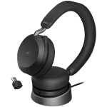 Слушалки JABRA EVOLVE2 75, Link380c MS Stereo Stand Black, EVOLVE2 75 headset Black MS, Link 380 BT adapter USB-C MS
