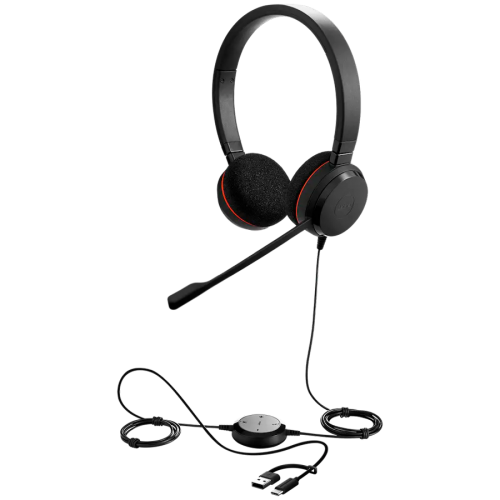 Слушалки JABRA Evolve 20, Stereo UC, USB C/A adapter