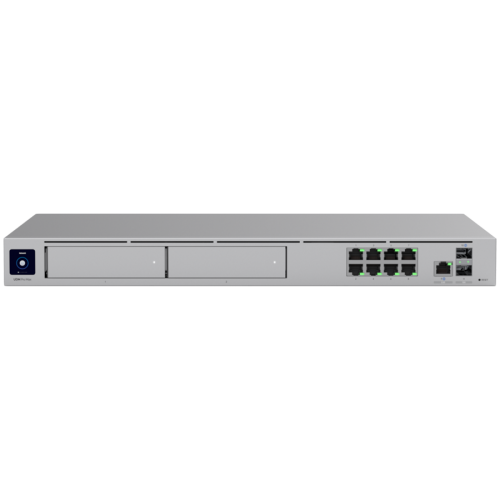 Ubiquiti rack-mount Cloud Gateway with 10 Gbps performance, multi-WAN load balancing, and two NVR drive bays designed for large-scale, multi-application UniFi sites Ubiquiti rack-mount Cloud Gateway with 10 Gbps performance, multi-WAN load balancing, and two NVR drive bays designed for large-scale, multi-application UniFi sites