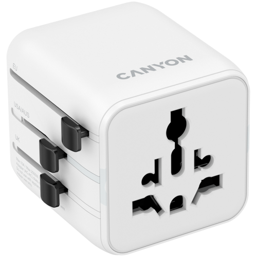 Адаптер CANYON Travel Adapter OnTour One EU/UK/US/AUS Бял Адаптер CANYON Travel Adapter OnTour One EU/UK/US/AUS Бял
