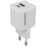 Зарядно CANYON charger CU20AC GaN 20W 1xPD 1xQC EU White