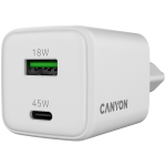 CANYON charger CU45AC GaN 45W 1xPD 1xQC EU White CANYON charger CU45AC GaN 45W 1xPD 1xQC EU White