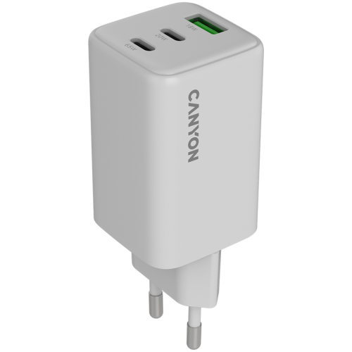 Зарядно CANYON charger CU65ACC GaN 65W 2xPD 1xQC EU White Зарядно CANYON charger CU65ACC GaN 65W 2xPD 1xQC EU White