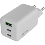 Зарядно CANYON charger CU65ACC GaN 65W 2xPD 1xQC EU White Зарядно CANYON charger CU65ACC GaN 65W 2xPD 1xQC EU White