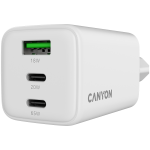 Зарядно CANYON charger CU65ACC GaN 65W 2xPD 1xQC EU White Зарядно CANYON charger CU65ACC GaN 65W 2xPD 1xQC EU White
