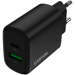 Зарядно за телефон CANYON charger OnCharge 200 20W 1xPD 1xQC EU Black