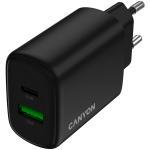 Зарядно CANYON charger OnCharge 250 25W 1xPD 1xQC EU Black