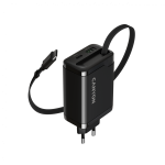 Зарядно CANYON charger OnCharge 65RC Build-In Cable USB-C 65W 1xPD 1xQC EU Black