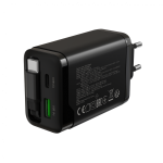 Зарядно CANYON charger OnCharge 65RC Build-In Cable USB-C 65W 1xPD 1xQC EU Black