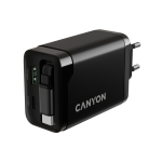 Зарядно CANYON charger OnCharge 65RC Build-In Cable USB-C 65W 1xPD 1xQC EU Black