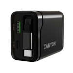 Зарядно CANYON charger OnCharge 65RC Build-In Cable USB-C 65W 1xPD 1xQC EU Black