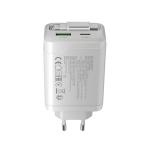 Зарядно CANYON charger OnCharge 65RC Build-In Cable USB-C 65W 1xPD 1xQC EU White Зарядно CANYON charger OnCharge 65RC Build-In Cable USB-C 65W 1xPD 1xQC EU White