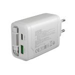 Зарядно CANYON charger OnCharge 65RC Build-In Cable USB-C 65W 1xPD 1xQC EU White Зарядно CANYON charger OnCharge 65RC Build-In Cable USB-C 65W 1xPD 1xQC EU White