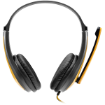 Слушалки CANYON entry price PC headset, combined 3,5 plug, leather pads, Black-yellow