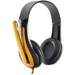 Слушалки CANYON entry price PC headset, combined 3,5 plug, leather pads, Black-yellow