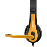 Слушалки CANYON entry price PC headset, combined 3,5 plug, leather pads, Black-yellow