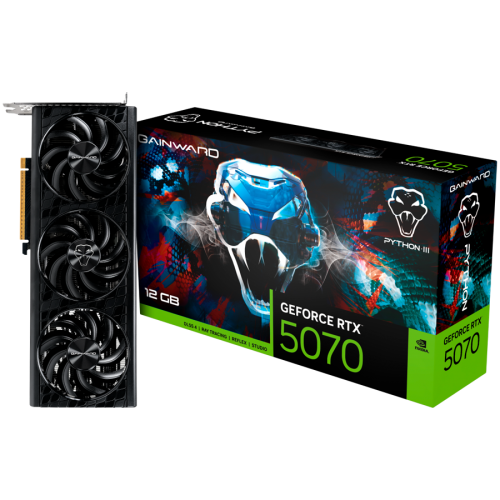 Видео карта Gainward GeForce RTX 5070 Python III 12GB GDDR7 192 bit, 1x HDMI 2.1b, 3x DP, 3 Fan, NE75070019K9-GB2050T