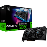 Видео карта MSI NVIDIA GeForce RTX 5060 8G GAMING OC, 8GB GDDR7, 128-bit, 2640 MHz Boost, 3840 CUDA Cores, PCIe 5.0 (x8), 3x DP 2.1b, HDMI 2.1b, RAY TRACING, Dual Fan, 155W TDP, 8-pin PCIe Power, G-SYNC, 2-Slot