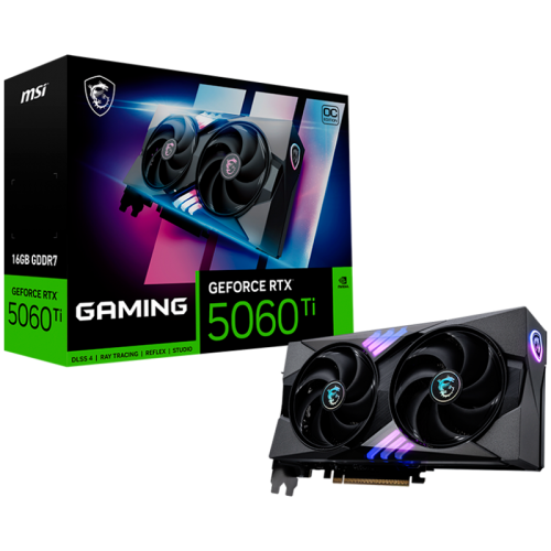 Видео карта MSI NVIDIA GeForce RTX 5060 Ti 16G GAMING OC, 16GB GDDR7, 128-bit, 2662 MHz Boost, 4608 CUDA Cores, PCIe 5.0 Видео карта MSI NVIDIA GeForce RTX 5060 Ti 16G GAMING OC, 16GB GDDR7, 128-bit, 2662 MHz Boost, 4608 CUDA Cores, PCIe 5.0