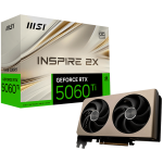 Видео карта MSI NVIDIA GeForce RTX 5060 Ti 16G INSPIRE 2X OC, 16GB GDDR7, 128-bit, 2617 MHz Boost, 4608 CUDA Cores, PCIe 5.0