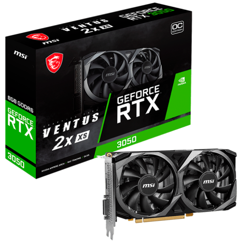 MSI Video Card Nvidia GeForce RTX 3050 VENTUS 2X XS 8G OC, 8GB GDDR6, 128bit, Boost: 1807 MHz, 2560 CUDA Cores, PCIe 4.0, 1x DP 1.4a, 1xHDMI 2.1a, 1xDL-DVI-D, RAY TRACING, Dual Fan, 500W, 3Y MSI Video Card Nvidia GeForce RTX 3050 VENTUS 2X XS 8G OC, 8GB GDDR6, 128bit, Boost: 1807 MHz, 2560 CUDA Cores, PCIe 4.0, 1x DP 1.4a, 1xHDMI 2.1a, 1xDL-DVI-D, RAY TRACING, Dual Fan, 500W, 3Y
