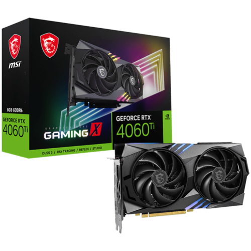 MSI Video Card Nvidia GeForce RTX 4060 Ti GAMING X 8G, 8GB GDDR6, 128bit, Effective Memory Clock: 18000MHz, Boost: 2655 MHz, 4352 CUDA Cores, PCIe 4.0, 3x DP 1.4a, HDMI 2.1a, RAY TRACING, Dual Fan, 1x 8pin, 550W Recommended PSU, 3Y MSI Video Card Nvidia GeForce RTX 4060 Ti GAMING X 8G, 8GB GDDR6, 128bit, Effective Memory Clock: 18000MHz, Boost: 2655 MHz, 4352 CUDA Cores, PCIe 4.0, 3x DP 1.4a, HDMI 2.1a, RAY TRACING, Dual Fan, 1x 8pin, 550W Recommended PSU, 3Y