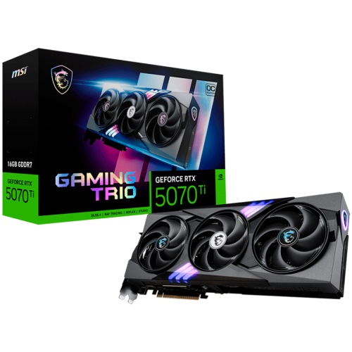 Видео карта MSI RTX 5070 TI 16G GAMING TRIO OC, 16GB GDDR7, 256bit, Effective Memory Clock: 28000MHz, Boost: 2580 MHz, 8960 CUDA Cores, PCIe 5.0, 3x DP 2.1b, HDMI 2.1b, Triple Fan, 1x16pin, 750W Recommended PSU Видео карта MSI RTX 5070 TI 16G GAMING TRIO OC, 16GB GDDR7, 256bit, Effective Memory Clock: 28000MHz, Boost: 2580 MHz, 8960 CUDA Cores, PCIe 5.0, 3x DP 2.1b, HDMI 2.1b, Triple Fan, 1x16pin, 750W Recommended PSU