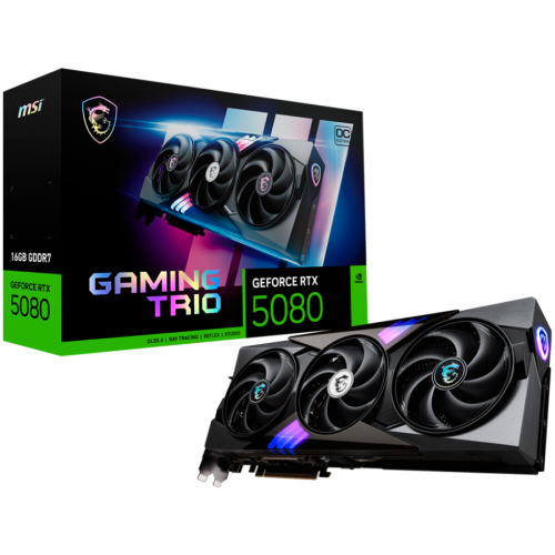 Видео карта MSI RTX 5080 16G GAMING TRIO OC WHITE 16GB GDDR7/256bit, PCI-E Gen5, 3x DP 2.1, 1x HDMI 2.1, 1x 16-pin Power Connector, 850W recommended PSU Видео карта MSI RTX 5080 16G GAMING TRIO OC WHITE 16GB GDDR7/256bit, PCI-E Gen5, 3x DP 2.1, 1x HDMI 2.1, 1x 16-pin Power Connector, 850W recommended PSU