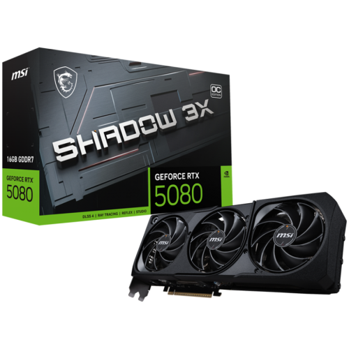 Видео карта MSI Nvidia GeForce RTX 5080 16G SHADOW 3X OC, 16GB GDDR7, 256bit, 850W Recommended PSU, 3Y Видео карта MSI Nvidia GeForce RTX 5080 16G SHADOW 3X OC, 16GB GDDR7, 256bit, 850W Recommended PSU, 3Y