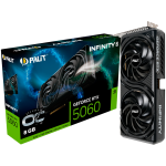 Видео карта PALIT GeForce RTX 5060 Infinity 2 OC GDDR7 128 bit, 1x HDMI 2.1b, 3x DP 2.1b, 2 Fan, 1x 8-pin pwr connector, 550W, 262.1 x 126.3 x 40.1 mm, NE75060V19P1-GB2063L BULK