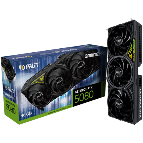 Видео Карта PALIT GeForce RTX 5080 GamingPro V1 16GB GDDR7, 256 bit, 1x HDMI 2.1b, 3x DP 2.1b, 3 Fan, 1x 16-pin pwr connector, 850W, 331.9 x 127.1 x 60 mm, NE75080019T2-GB2031Y