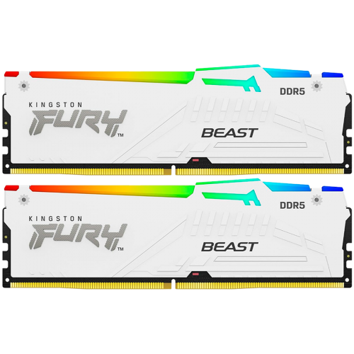 Памет Kingston 32GB 6000MT/s DDR5 CL36 DIMM (Kit of 2) FURY Beast White RGB EXPO