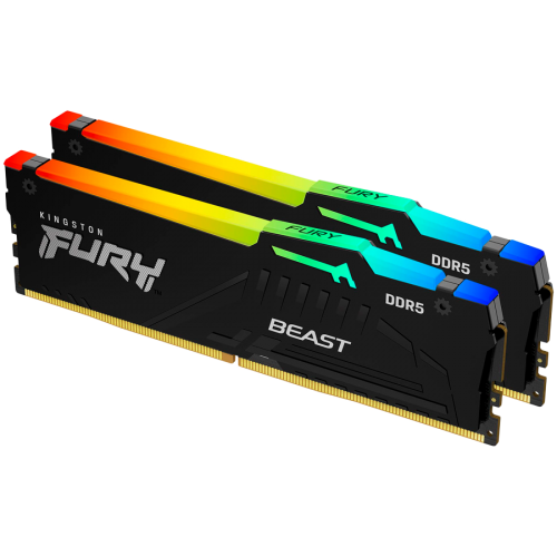 Памет Kingston 64GB 5600MT/s DDR5 CL36 DIMM (Kit of 2) FURY Beast RGB