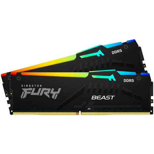 Памет Kingston DRAM 16GB 5200MT/s DDR5 CL40 DIMM (Kit of 2) FURY Beast RGB XMP Памет Kingston DRAM 16GB 5200MT/s DDR5 CL40 DIMM (Kit of 2) FURY Beast RGB XMP