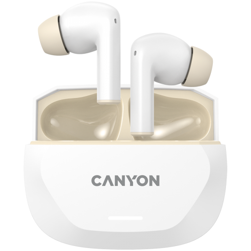 Слушалки CANYON headset HEXAGON 7 TWS ANC+ENC Wireless Charge White Beige Слушалки CANYON headset HEXAGON 7 TWS ANC+ENC Wireless Charge White Beige