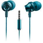 Слушалки CANYON Stereo earphones with microphone, metallic shell, 1.2M, blue-green