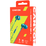 Слушалки CANYON Stereo earphones with microphone, metallic shell, 1.2M, blue-green