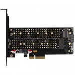 Адаптер AXAGON PCEM2-D PCI-E 3.0 4x - DUAL M.2 SSD (NVMe + SATA), dual voltage, up to 110mm SSD