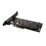 Адаптер AXAGON PCEM2-DC PCI-E 3.0 4x - DUAL M.2 SSD (NVMe + SATA), dual voltage, up to 110mm SSD, fan + heatsink