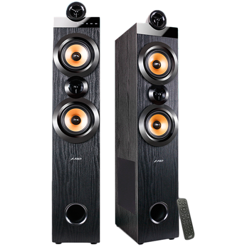 F&D T-70X 2.0 Floorstanding Speakers, 160W RMS (80Wx2), 1'' Tweeter + 5.25'' Speaker + 8'' Subwoofer for each channel, BT 5.0/HDMI(ARC)/Optical/Coaxial/AUX/USB/FM/Karaoke function/ LED Display/Remote control/Microphone included/Wooden/Black F&D T-70X 2.0 Floorstanding Speakers, 160W RMS (80Wx2), 1'' Tweeter + 5.25'' Speaker + 8'' Subwoofer for each channel, BT 5.0/HDMI(ARC)/Optical/Coaxial/AUX/USB/FM/Karaoke function/ LED Display/Remote control/Microphone included/Wooden/Black